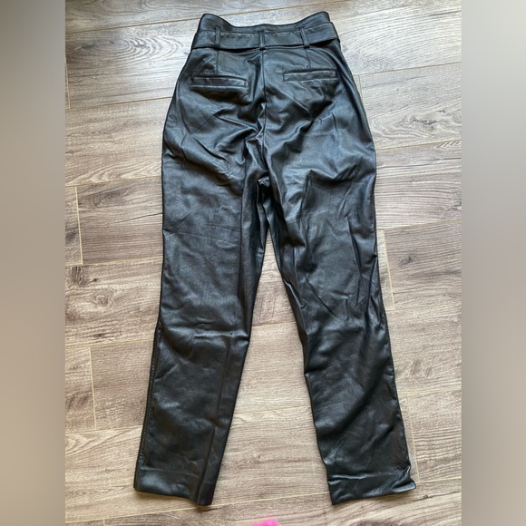 Babaton Black Belted Vegan Faux Leather High Rise Trouser Pant - Picture 8 of 15